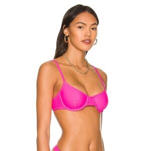 Solid & Striped The Logan Bikini Top in Fluorescent Pink (S)